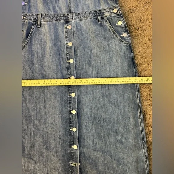 LEVI’S BLUE JEAN LONG SKIRT OVERALLS, size L - Picture 7 of 13